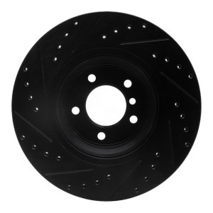 BMW 335I Brake Rotor (1) - Front Right - R1 Concepts - Drilled & Slotted - Black - `07-`15